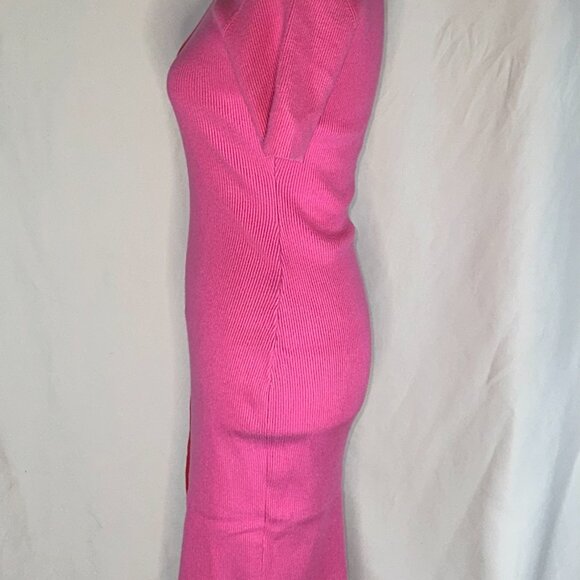 Share Andree by Unit Pink and Red Color Block Dress Bodycon Ribbed Size Small - Picture 3 of 10